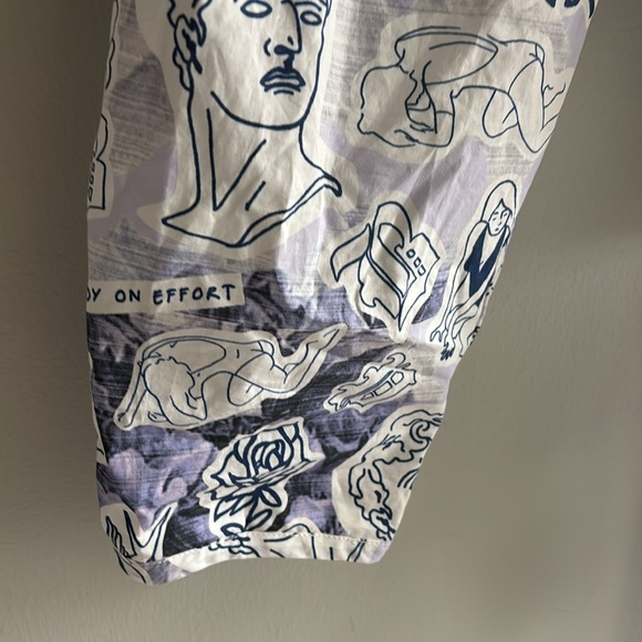 Baum und Pferdgarten tattoo blue white print tie wrap blouse - Picture 4 of 9